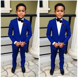 Royal Blue Boy بدلات رسمية عشاء Tuxedos Little Boy Groomsmen Kids for Wedding Party Prom Suit Suital Wear Jackets Pan284b