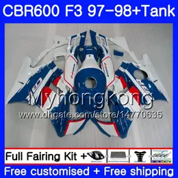 Kropp + Cowling Hot Blue Tank för Honda CBR 600 FS F3 CBR600RR CBR 600F3 97 98 290HM.8 CBR600 F3 97 98 CBR600FS CBR600F3 1997 1998 Fairings