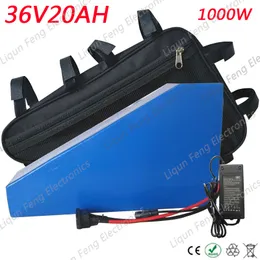 Free Customs No Tax 36V 20AH 1000W Triangle Battery Electric Bike lithium ion battery 36V pack Free bag 30A BMS 42V 2A charger