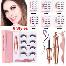 2020 New Magnetic Liquid Eyeliner & Magnetic False Eyelashes & Tweezer Makeup Set Long Lasting False Eyelashes 6 styles No Glue Reusable