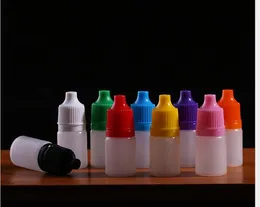 Billigaste E Liquid Bottle 5ml 10ml 15ml 30ml husdjur tom plastdroppflaska med färgglada barnsäkra kepsar långa tunna dropptips