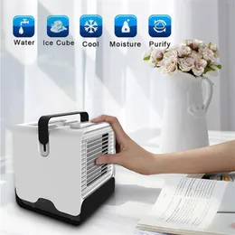 Refrigerador de ar USB Portátil Ar Condicionado Desktop Mini Ventilador Ventiladores Elétricos Negativo Ion Umidificador Purificador Com Luz Da Noite 150 ml tanque de água