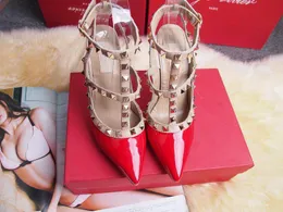 Hot Sale-2017 fashion rivets girls sexy pointed shoes Dance shoes wedding shoes Double straps sandals