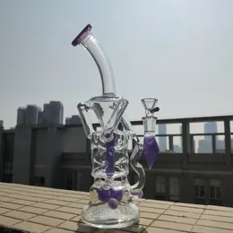 Fab Egg Bong in vetro Doppio riciclatore Bong Turbina Perc Dab Rig Bong unici con tubo dell'acqua da 14 mm HR319