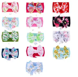 Flickor Headbands Baby Printed Bow Elastic Hairbands Bohemian Bow Hair Band Girl Cactus Flamingo Flower Print Headband Tillbehör Ezyq1524