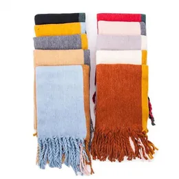 Tassel Scarves Striped Oversized Blankets Scarf Fransed Winter Wraps Shawl Fashion Japan Lång ljuddämpare Neck Ring Neckerchief Pashmina C6860