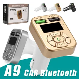 FM Adapter A9 Bluetooth Car Charger FM sändare med dubbel USB -adapter handfri Mp3 Player Support TF -kort för iPhone Samsung Universal