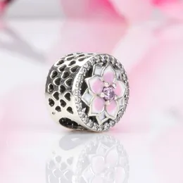 Partihandel-blomma Charm Pärlor Lyxig design Smycken med låda för Pandora 925 Sterling Silver CZ Diamond DIY Women's Armband Pärla