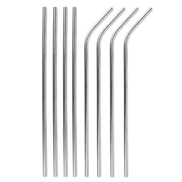 50pcs 8.5inch 215mm 304 Stains Steel Steel Trink Straw Straight/Bent Resable Bar Associory Party Eco Friendly Bar Straws Straws