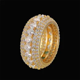 Size 6-12 Men Hiphop Ring Gold Silver Colors Ice Out CZ Rings For Men Women Fashion Bling Jewelry Ncie Gift for Friend