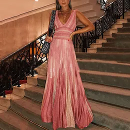 2019 kvinnor eleganta formella långa randiga klänningar sommar sexig maxi boho stil fest klänning djup v neck klänning vestidos plus storlek