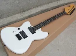 Fabryka hurtowa biała leworęczna gitara elektryczna Jim z Pickups EMG, Roodewod Fingerboard, Czarny Sprzęt, Oferujący Dostosowane Usługi