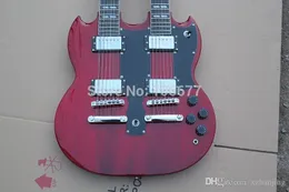 H￶gkvalitativ 6 12 str￤ngar Double Neck Custom Shop Wine Red SG Electric Guitar