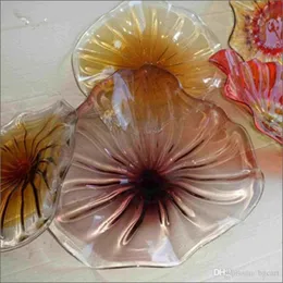Elegant Tiffany Stained Made Blown Flower Plates Glass Wall Decoration Blown Glass Plates Hand Blown Glass Plates Luxury Wall Lamps