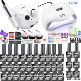 Nail Art Kits 30-teiliges Gel-Nagellack-Set, 35.000 U/min, Bohrmaschinen-Set mit 120 W UV-LED-Lampe, Maniküre-Werkzeuge