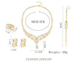 Bliski Wschód Kryształy Gold Wedding Bride Biżuteria Ustawione Zestaw Cztery Sztuk Kryształowe Liście Projekt z Faux Pearls