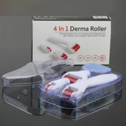 MOQ 1 st 4 i 1 mikronål rostfria nålar DRS Derma Roller med 3 huvud (1200+720+300 nålar) Derma roller Kit