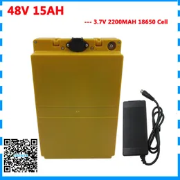 750W 15AH 48V Ebike Batteri 48Volt Li-Ion Batteri Inbyggd 20A BMS 13S Litiumbatteri 48V 15Ah med Case 2A Laddare