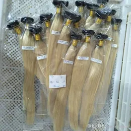 T1B 613 ombre Dark Blonde Two Tones Hair Brasilian Straight Wave 3 eller 4Bundles Peruvian Indian Malaysian Human Hair Weaves