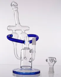 Narghilè Bong in vetro Dab Rig Water Pipes Recycler bubbler con accessorio per fumo di pipa ad olio in vetro da 14 mm