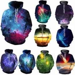 Space Galaxy 3d Sweatshirts Men/women Hoodies With Hat Print Stars Nebula Spring Autumn Winter Loose Thin Hooded Hoody Tops C190420