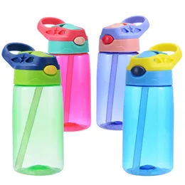 450 ml Kunststoff-Wasserflasche für Kinder, Trinkbecher, BPA-frei, auslaufsicher, Weithalsflasche mit Klappdeckel, auslauf- und auslaufsichere Flaschen