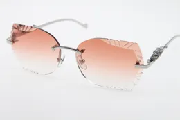Unisex High-end New New Rimless Carved Rimless Sunglasses Leopard Series Glasses T8200762 2021 Sunglasses Hot Lens SunGlasses Box With Doaf