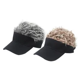 Män Kvinnor Unisex Sunshade Golflock Baseball Utomhus Sport Fake Flair Hair Sun Visor Hat 6 Färger Sport Hat