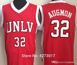 University of Nevada Las Vegas 32 Stacey Augmon Jersey Men College Unlv Koszykówka Koszulki Czerwona Biała Szyte Gorąca Sprzedaż NCAA