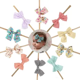 10 Style Handmade Boutique Nylon Headband with Fabric Bow for Baby Girls Hair Accessories Hair Flowers Head Band YD0152