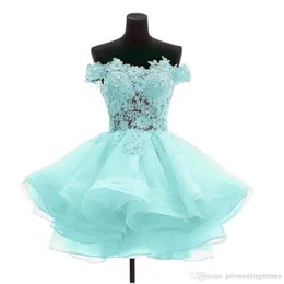 Real Photo Lace Appliques Organza Short Homecoming Dresses Plus Size Beaded Graduation Cocktail Prom Party Gown QC1400
