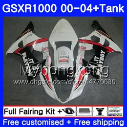 + Tank for SUZUKI GSX R1000 GSX-R1000 أبيض لامع GSXR1000 01 02 03 04 299HM.16 GSXR-1000 K2 K3 GSXR 1000 2000 2001 2002 2003 2004 Fairing