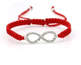 20st / mycket kristall oändlighet kärlek charm flätat armband rött rep armband för kvinnor män justerbart handgjorda armband