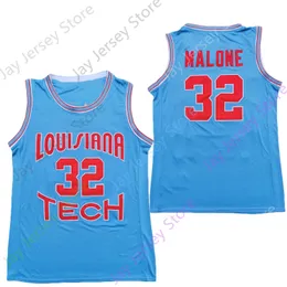 2022 Neues NCAA Louisiana Tech Bulldogs-Trikot 32 Malone College-Basketballtrikots Größe Jugend Erwachsener