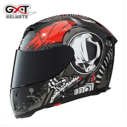 GXT Motorradhelm Männer und Frauen Full-Cover Motorrad Vollhelm Winter warm Antibeschlag Persönlichkeit cool Doppellinse vier Jahreszeiten2853