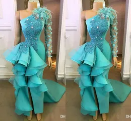 Prom Elegant Ghath Dresses One High Counter Side Split Handmade Flowers Ruffles Devel Dress Dressions Devility Defial Party Ords