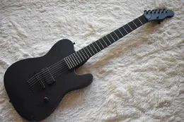 Fábrica Custom Matte Preto Guitarra Elétrica com 7 Cordas, Hardware preto, Cordas Através Do Corpo, de Alta Qualidade, pode ser Personalizado