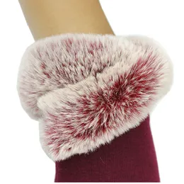 Fashion-Girls Winter Fur Handskar Touchscreen Fleece Fodrad Tjock Varm Vindskydd Termisk Kanin Fur Mittens Kvinnlig Gratis frakt