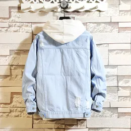 Moda-denim Kurtka Mężczyźni Dorywczo Bombowiec Kurtki Mężczyźni Wysokiej Jakości Człowiek Vintage Jean Kurtka Płaszcz Streetwear Chaqueta Hombre 3XL