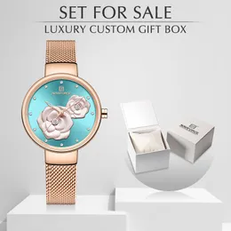 New Naviforce Rose Gold Women Watch Watches Dress Quartz Ladies with Box Female Wrist Watch Girl 시계 세트 판매