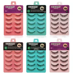 Shidishangpin 5 Pairs Fałszywe rzęsy Naturalne Długie Eye Lashes Extension Makeup Profesjonalny Faux Eyelaska Pełna Strip Lashes Fake Lashes