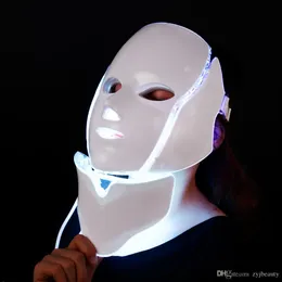 LED Hudföryngring Ansiktshals 7 Färger Ljus Ansiktsmask Med Hals Ansiktsvård Behandling Skönhet Anti Acne Terapi Whitening