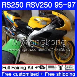 Corpo para Aprilia RS-250 RSV250 RS250 1995 1996 1997 carroçaria 319HM.9 RSV250RR RS250R 95-97 RSV 250 RR RS 250 95 96 97 Carenagem preta amarela