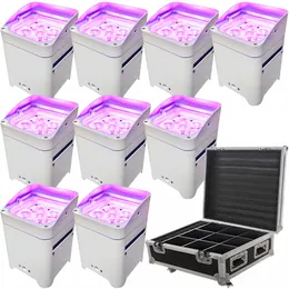 10pcs Control App Control uplighting hex 6*18w 6in1 RGABW UV LED Battery Projector LED Par Light for Wedding with Rain Cover