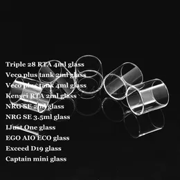 트리플 28 rta veco plus 탱크 Kensei rta nrg se ijust One Ego aio Eco 초과 D19 Captain Mini Pyrex 교체 유리 튜브 DHL