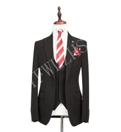 Klassischer One Button Handsome Groomsmen Peak Revers Bräutigam Smoking Herrenanzüge Hochzeit/Abschlussball Trauzeuge Blazer (Jacke + Hose + Weste + Krawatte) W99