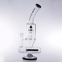 12.6 inches glas bong hookahs vattenrör inline perc och 5 svamp med 14mm skål för rökning chisha shisha