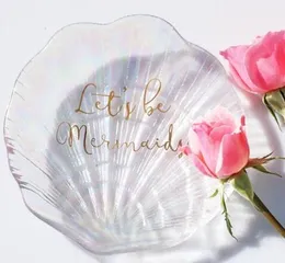 Rainbow Shell Dish Dazzle Color Shell Shaped Glass Plate Weddingware Dekoracji Deserowe Desery Owoce Desery Ciasto Płyta na imprezę GGA3207-2