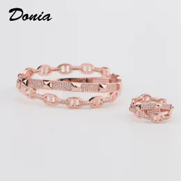 Donia Schmuck Luxus-Armreif, europäische und amerikanische Mode, übertriebenes klassisches geometrisches Mikro-Intarsien-Zirkon-Armband-Ring-Set, Damen-Designer-Geschenk