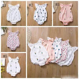 INS Baby Girl Clothes Ruffle Toddler Rompers Cartoon Infant Girls Jumpsuits Sleeveless Newborn Playsuit Boutique Baby Clothing